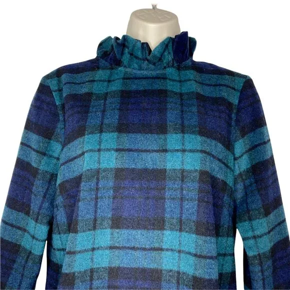Tuckernuck | NEW Blackwatch Plaid Schoolgirl Bow Wool Faye Blouse Size M - Picture 5 of 11